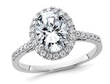 2.20 Carat (ctw D-E-F) Oval-Cut Synthetic Moissanite Halo Engagement Ring in 14K White Gold (size 7)
